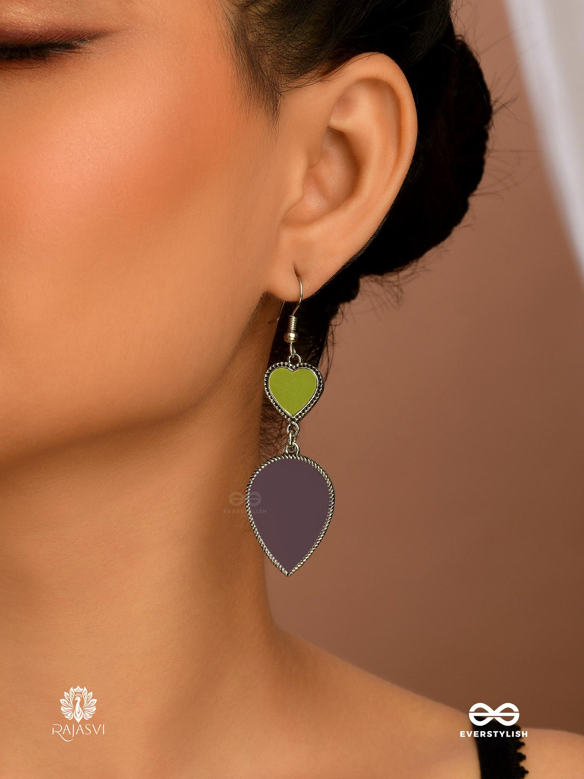 Hearted Haze - Oxidised Heart Drop Earring