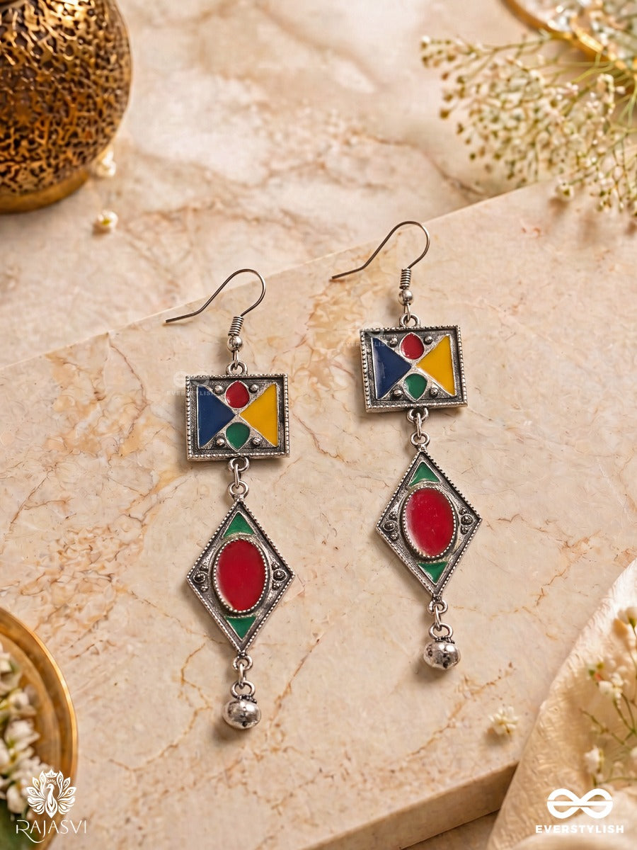 Artfolk - Enamelled Tribal Oxidised Earring