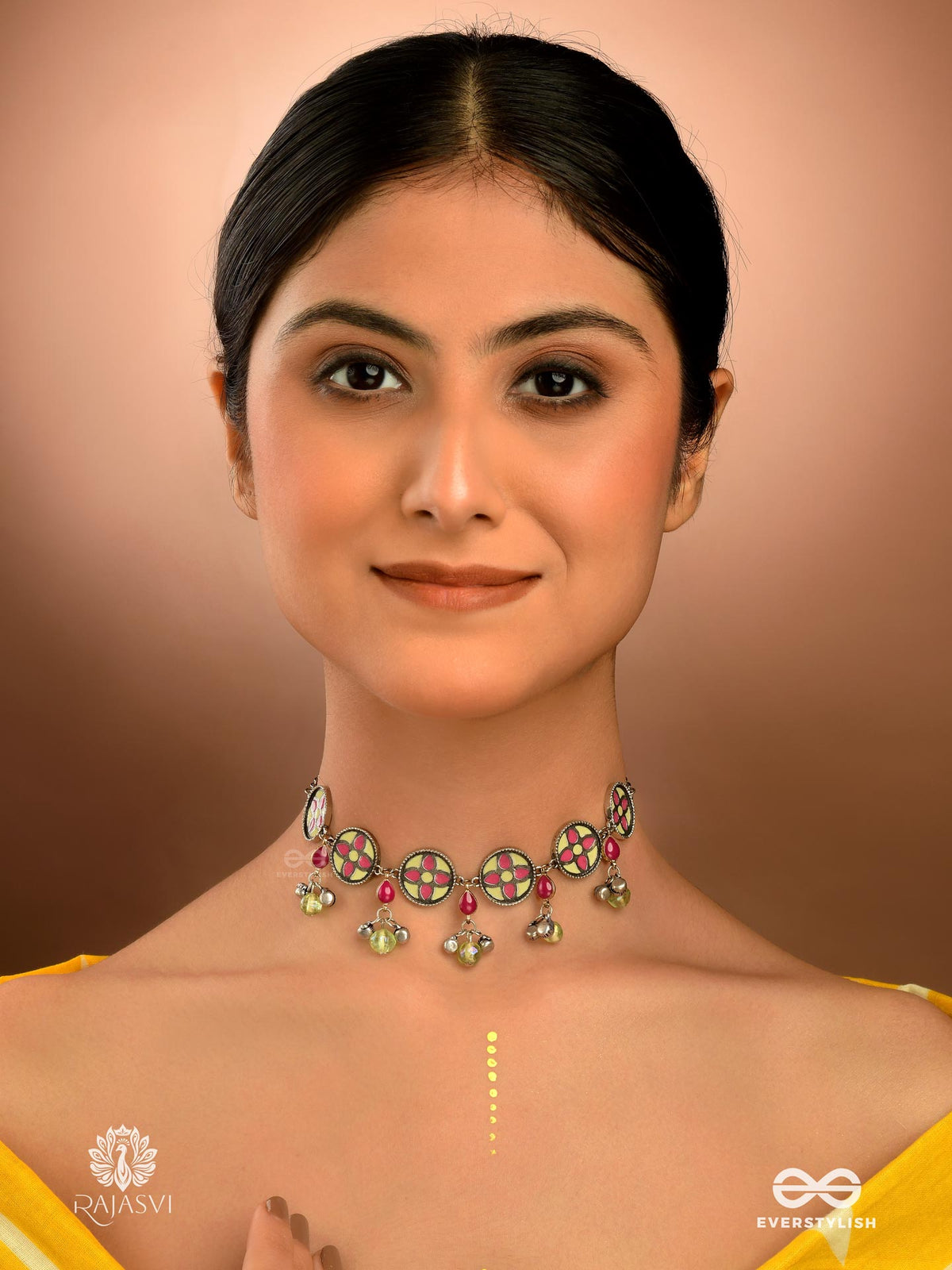 Folk Bloom - Oxidised Floral Enameleed Choker