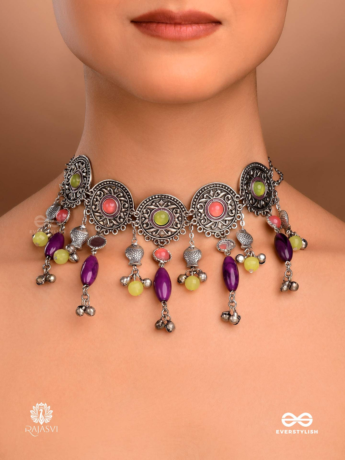 Midnight Muse - Oxidised Coloured Bead Choker