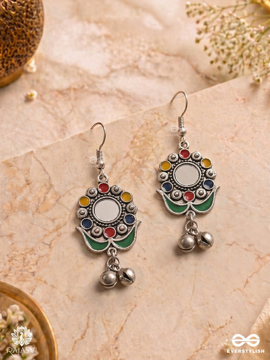 Coin Charm - Coin-Centered Oxidised Floral Drops