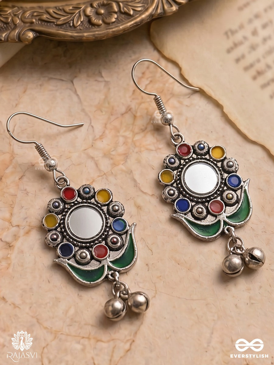 Coin Charm - Coin-Centered Oxidised Floral Drops