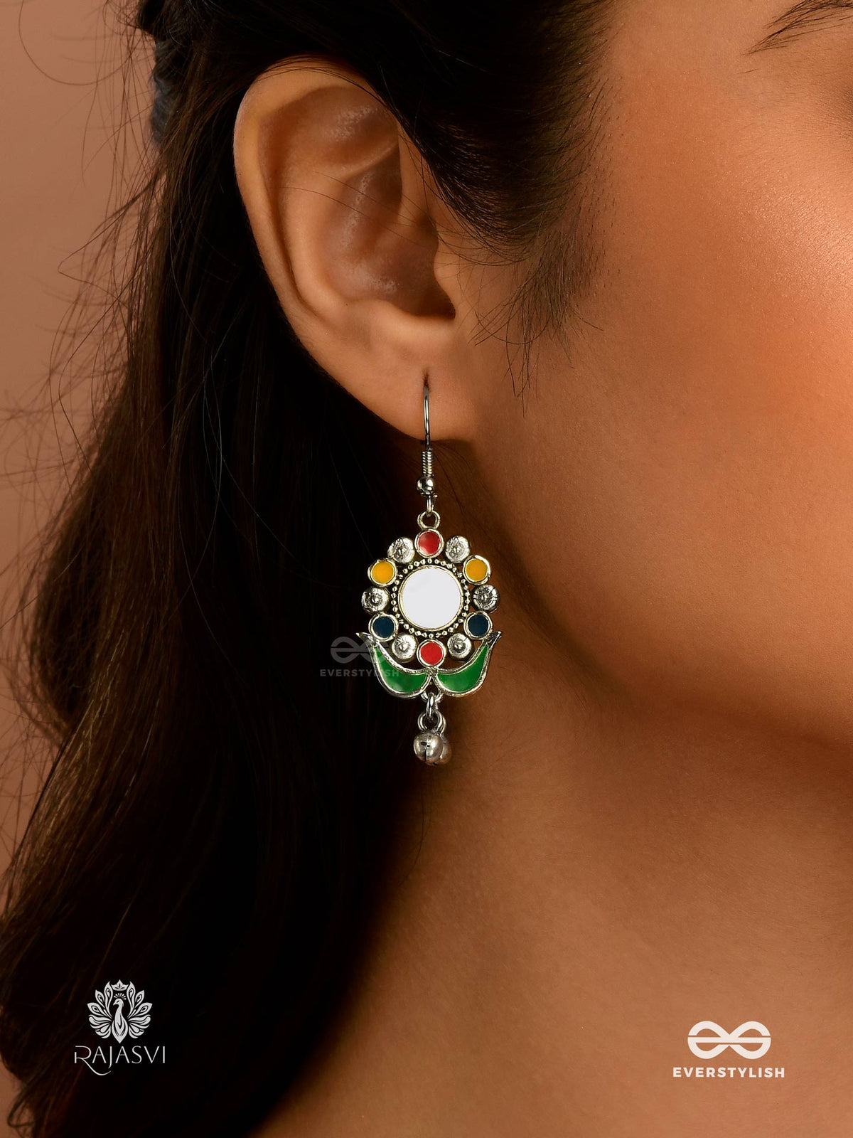 Coin Charm - Coin-Centered Oxidised Floral Drops