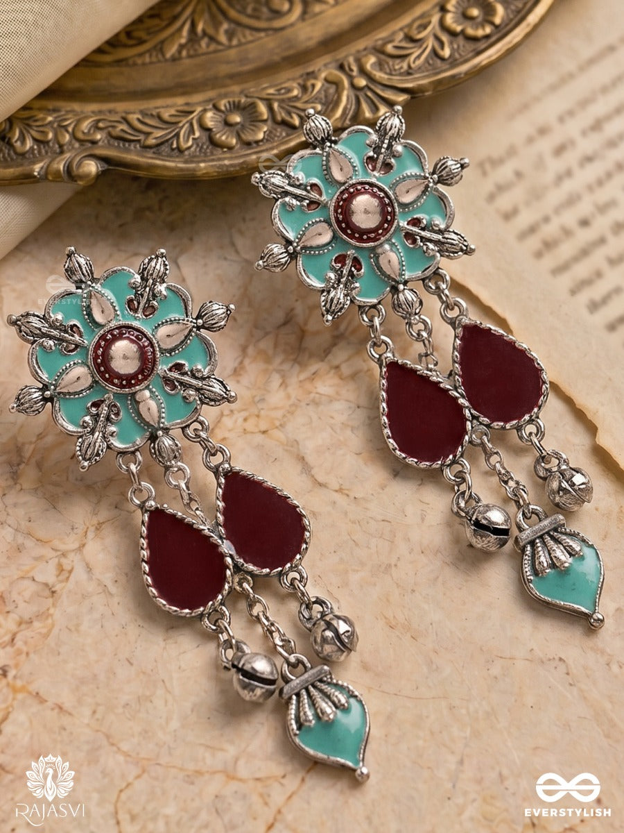 Royal Nomad - Enamelled Floral Oxidised Earring