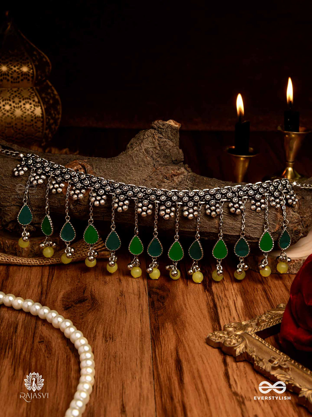 Folk Fusion - Festive Enamelled Oxidised Necklace