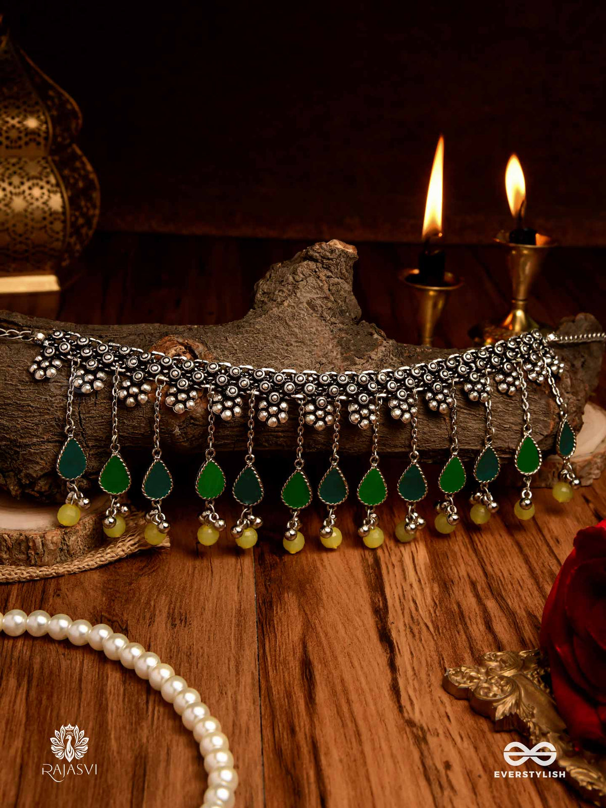 Folk Fusion - Festive Enamelled Oxidised Necklace