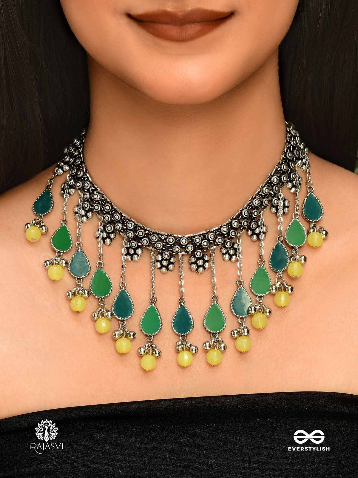 Folk Fusion - Festive Enamelled Oxidised Necklace