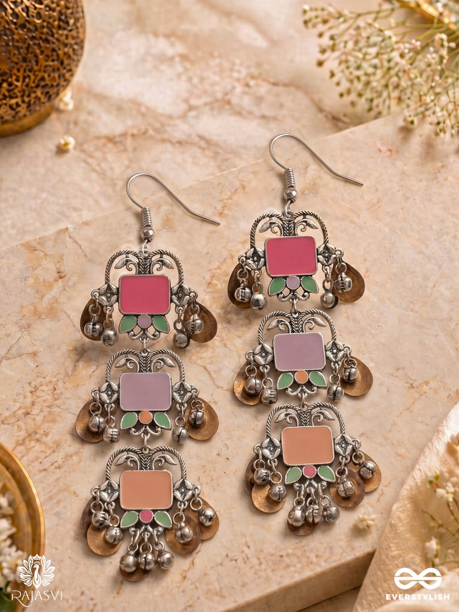 Chime Stack - Multilayered Enamelled Oxidised Earrings