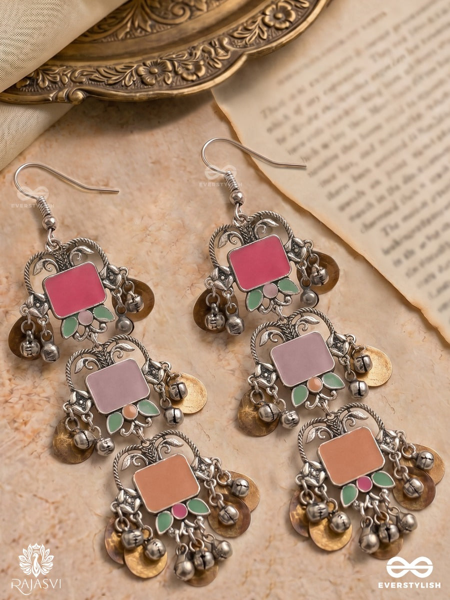 Chime Stack - Multilayered Enamelled Oxidised Earrings