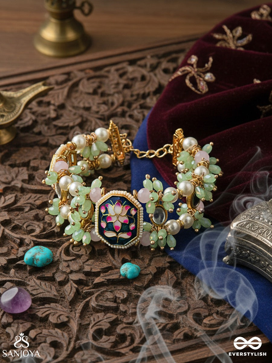Aarohika - Ascent Of Melody - Hand-Detailed Bracelet With Colourful Enamel Panels, Pearl Clusters And Delicate Bead Accents