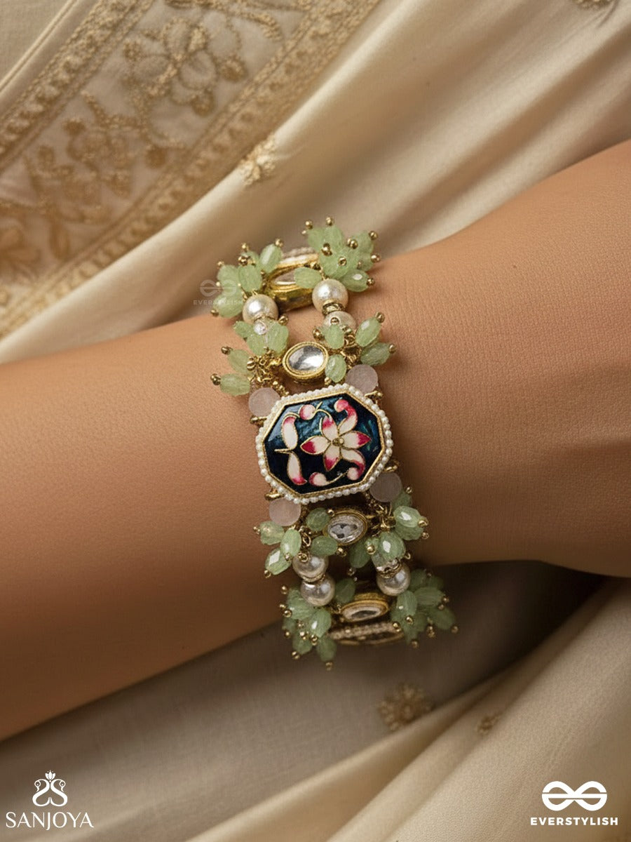 Aarohika - Ascent Of Melody - Hand-Detailed Bracelet With Colourful Enamel Panels, Pearl Clusters And Delicate Bead Accents