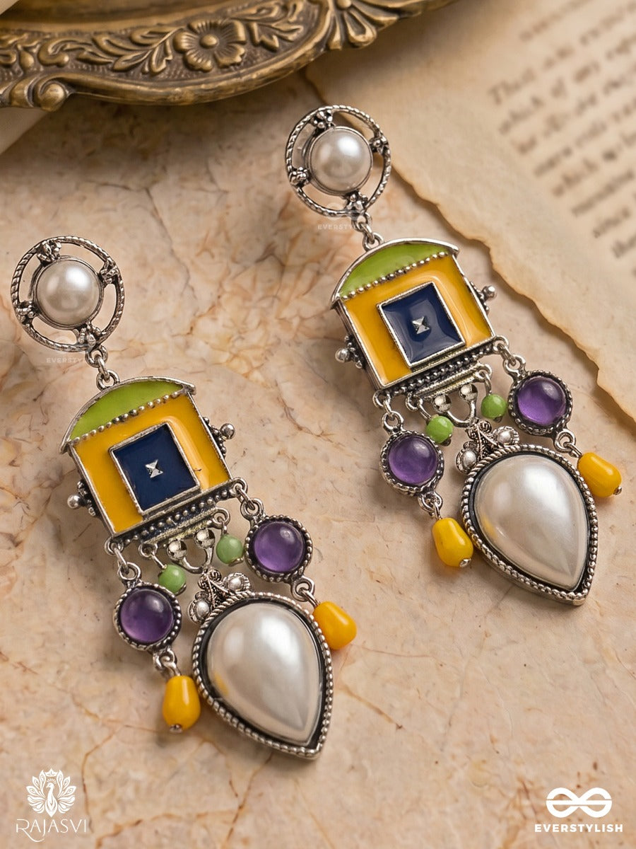 Sunburst Drop - Teardrop Enamelled Jodhpuri Jhumkas