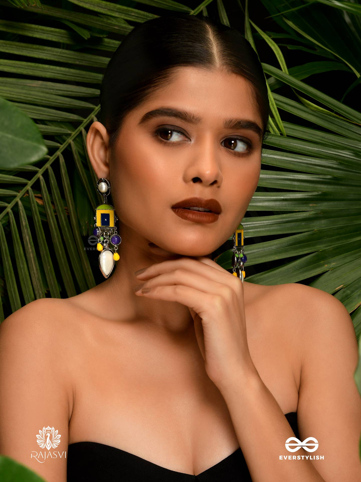 Sunburst Drop - Teardrop Enamelled Jodhpuri Jhumkas