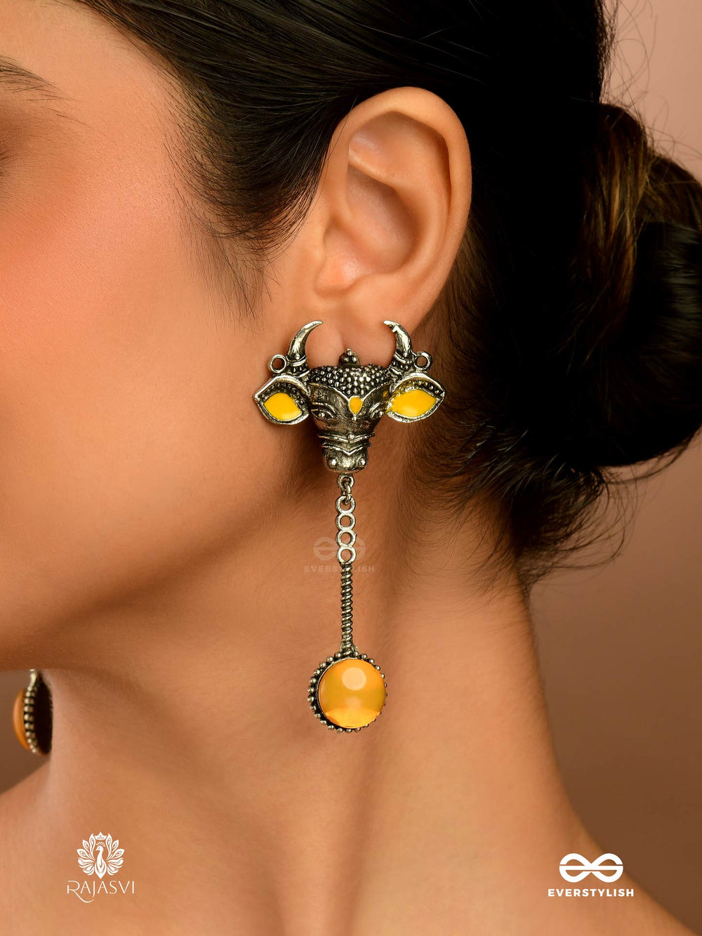 Divine Graze - Oxidised Nandi Earrings