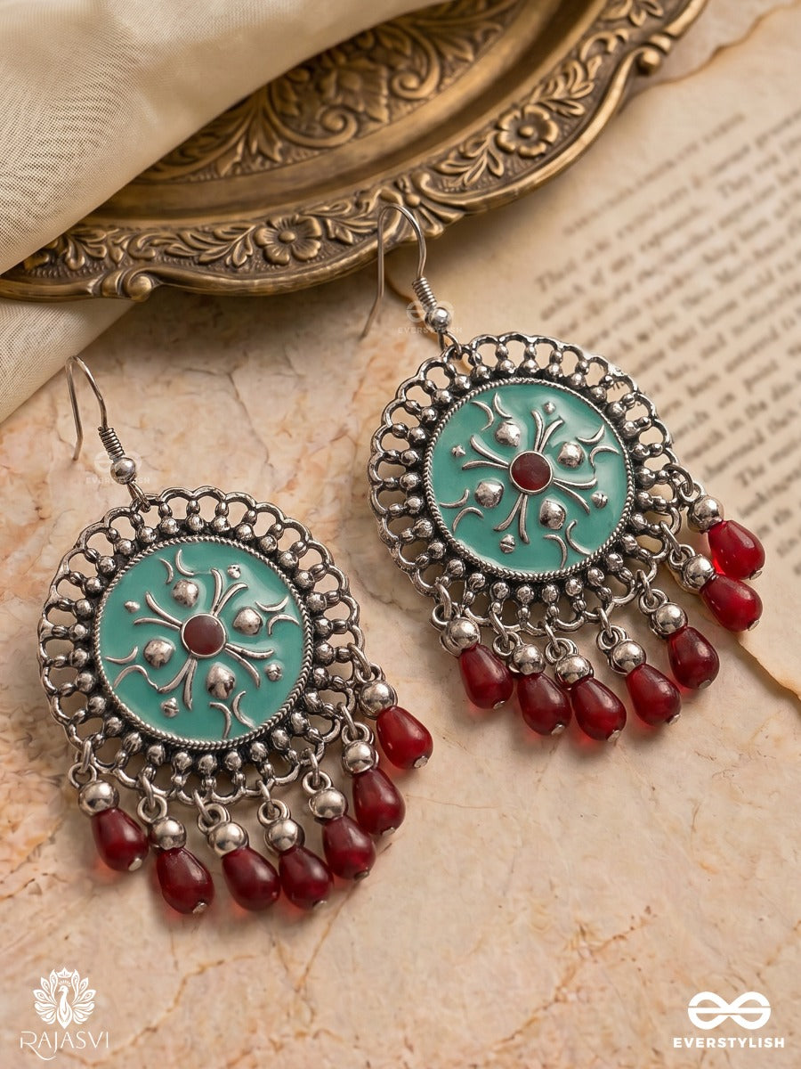Blue Burst- Enamelled Oxidised Earring