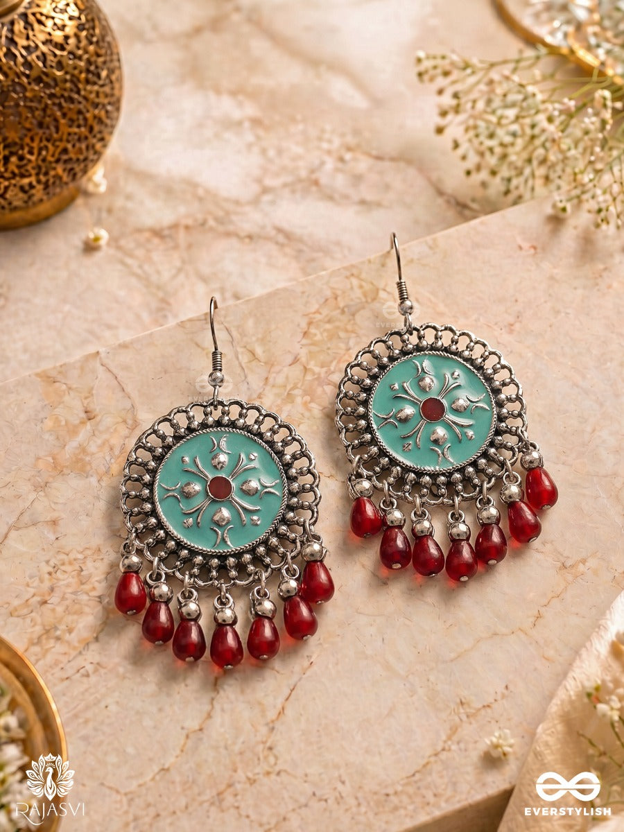 Blue Burst- Enamelled Oxidised Earring