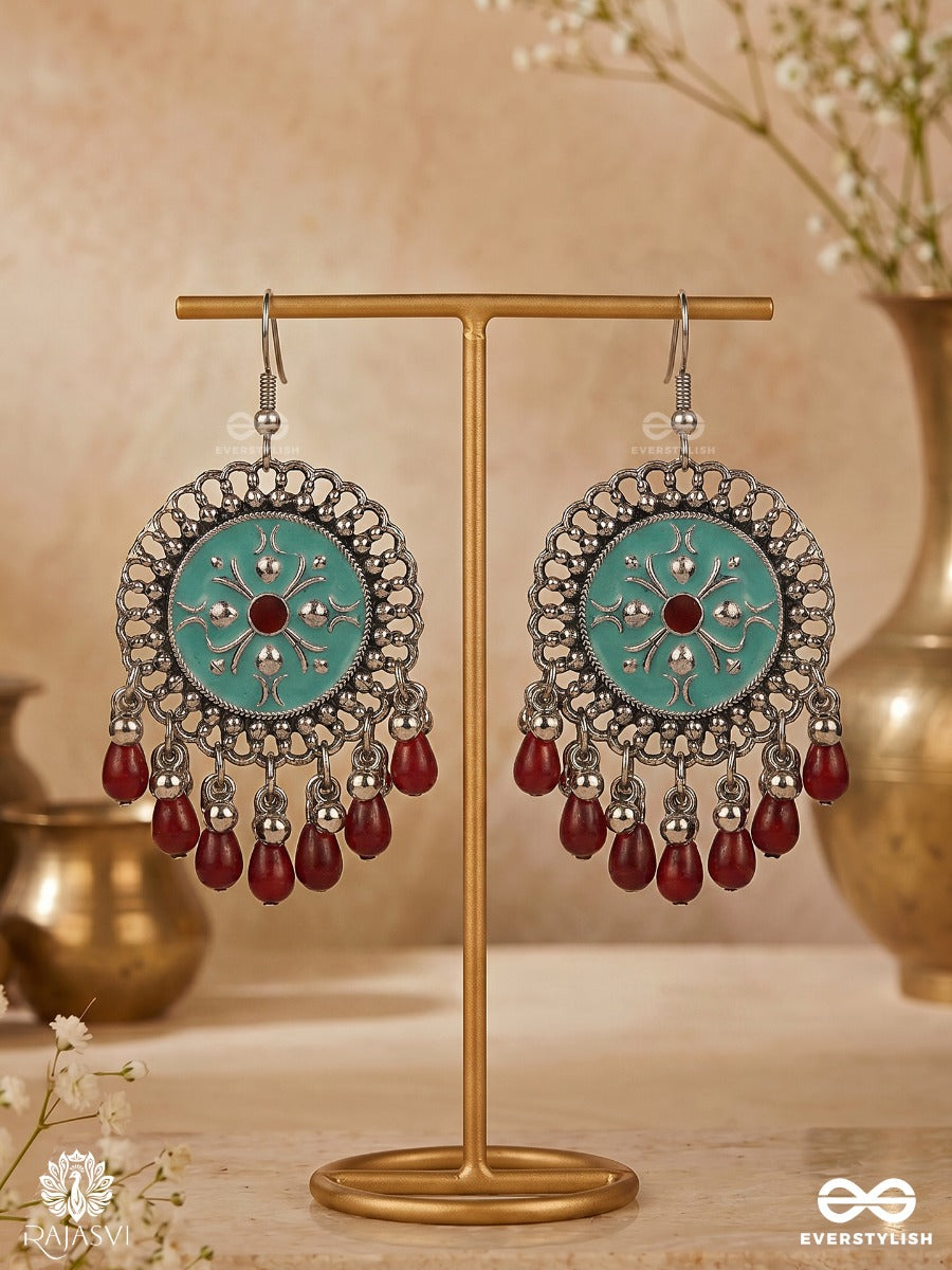 Blue Burst- Enamelled Oxidised Earring
