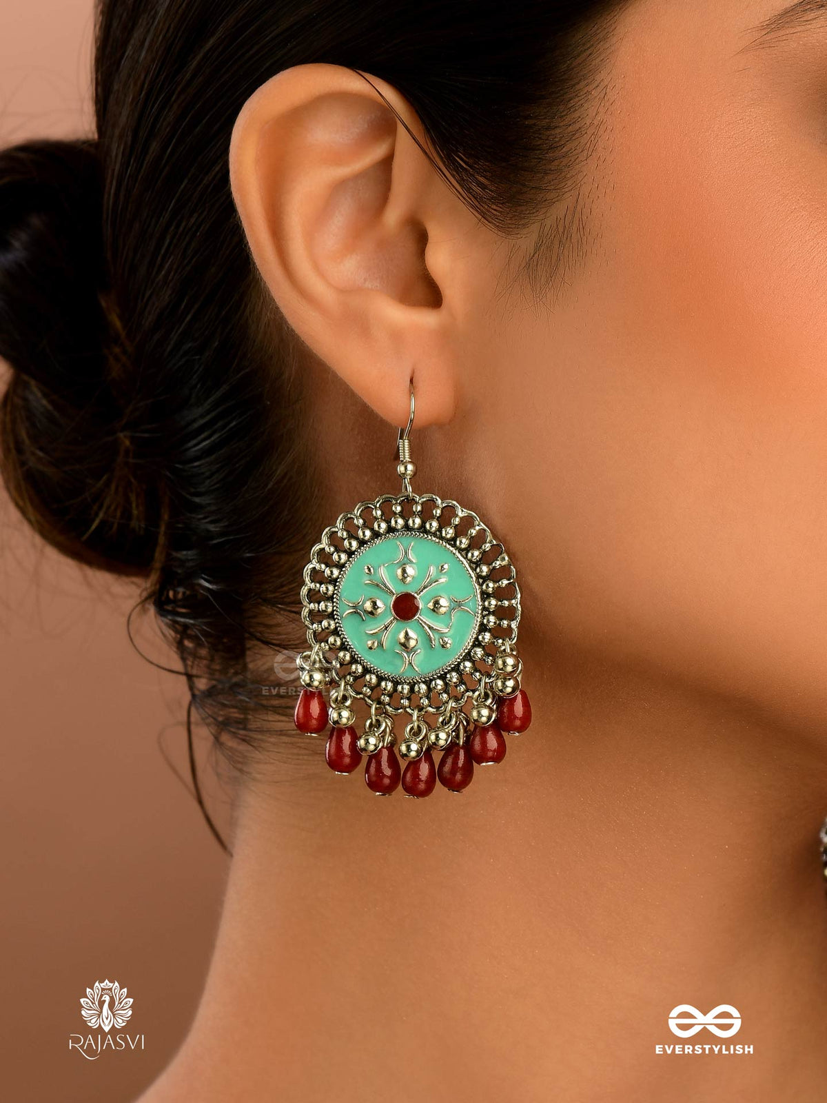 Blue Burst- Enamelled Oxidised Earring