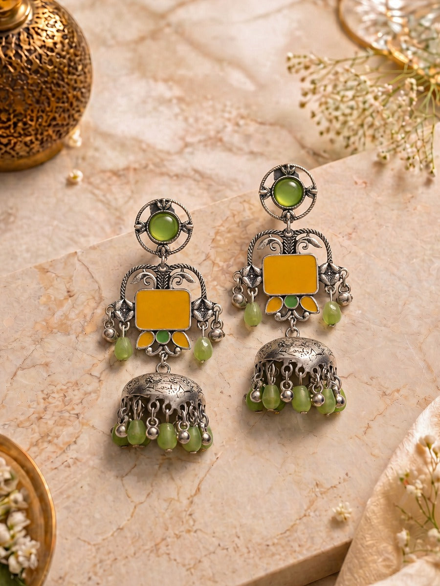 Harvest Glow - Ethnic Oxidised Jodhpuri Jhumkas