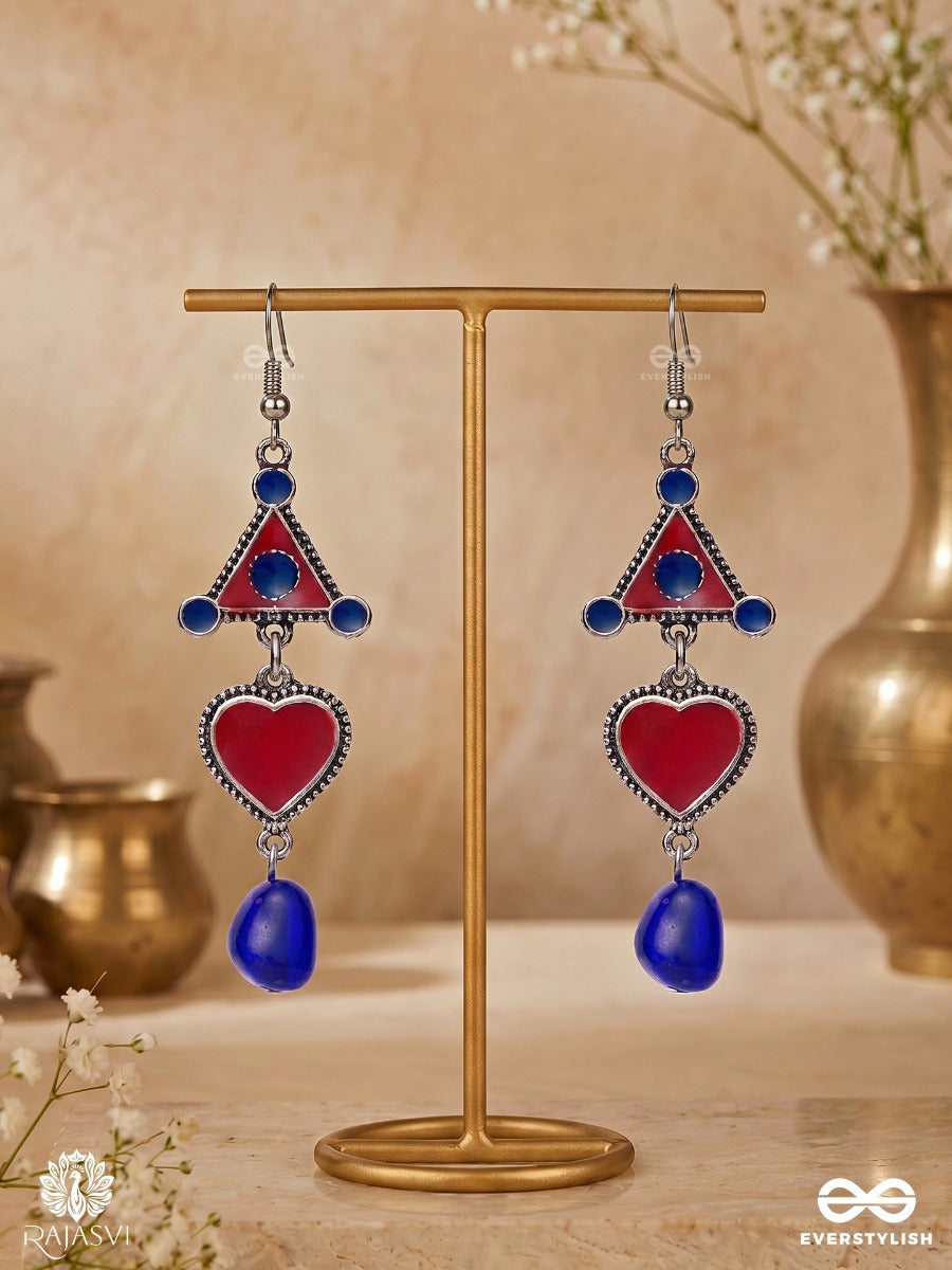 Heartbeat Drop - Funky Heart Oxidised Jodhpuri Jhumkas