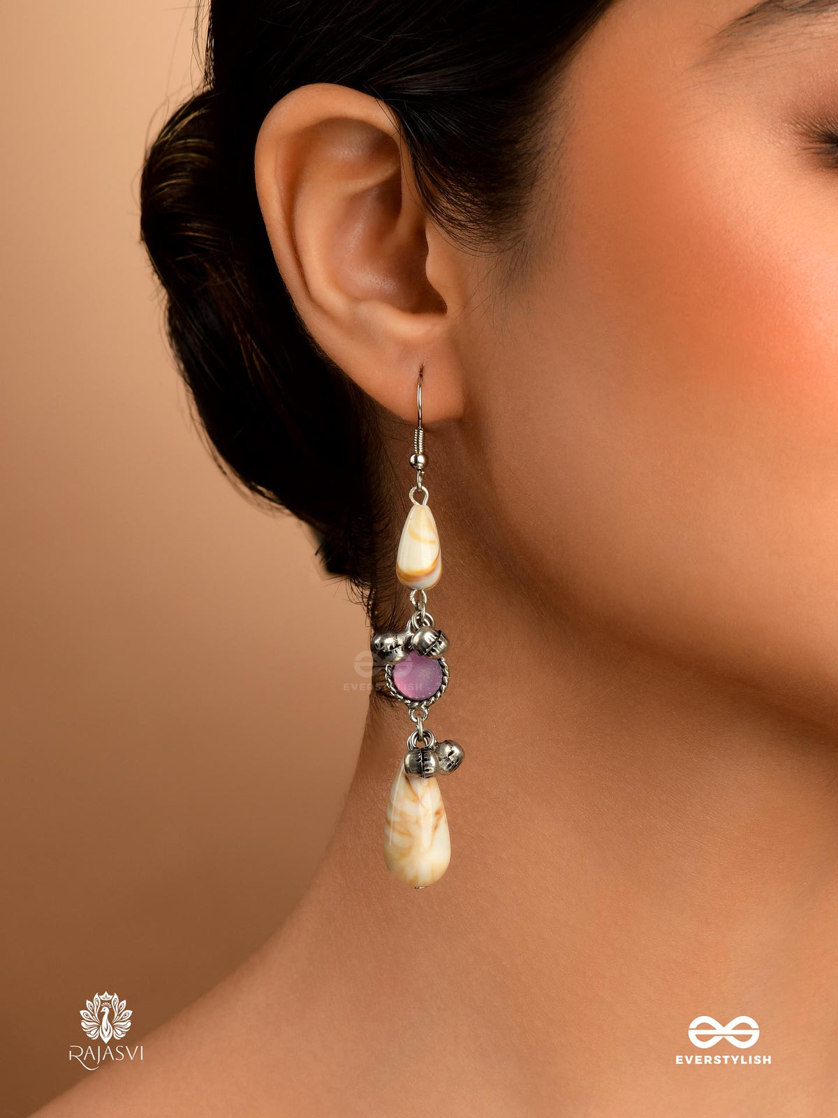 Pearl Dusk- Beaded Oxidised Earring