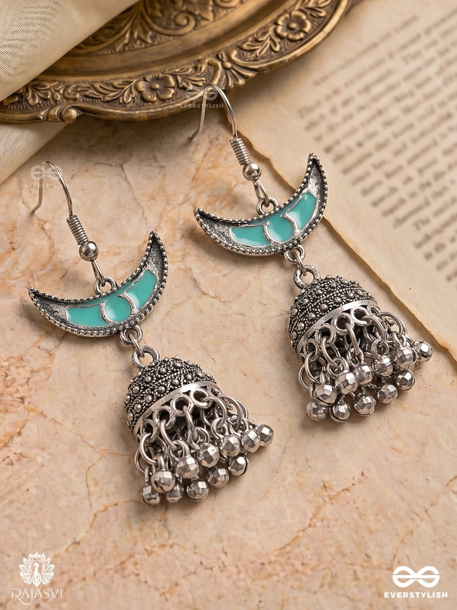 Neel Chaand- Enamelled Oxidised Crescent Earring
