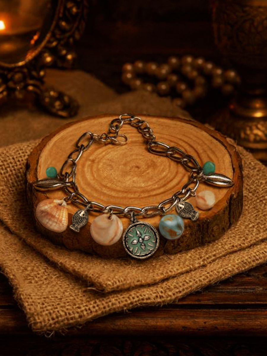 Coastal Whim - Boho Oxidised Charm Sandstone Bracelet