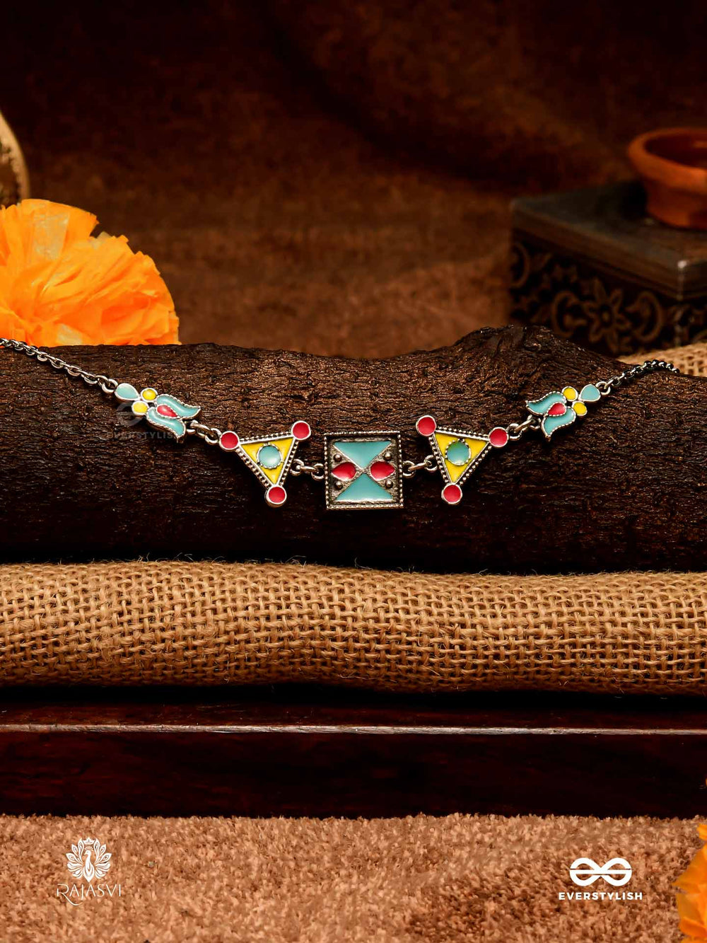 Ethnic Edge - Geometric Enamelled Choker