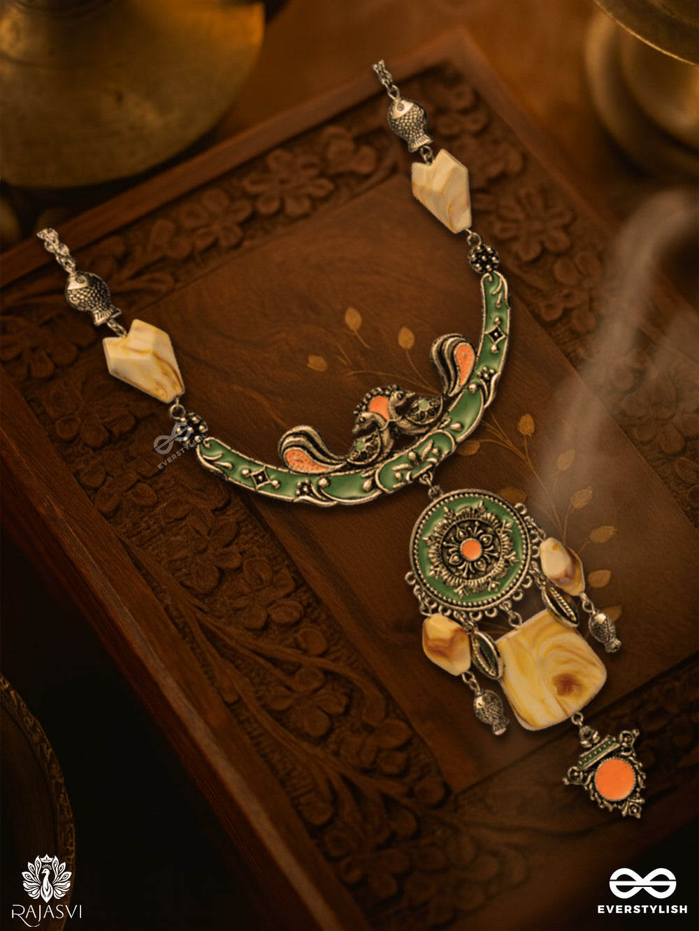 Dune Whispers - Rustic Stone Embellished Necklace