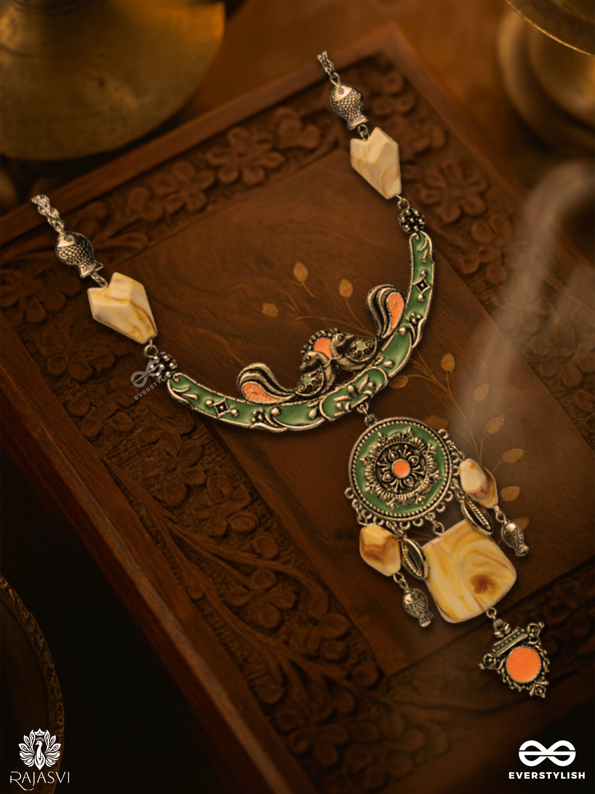 Dune Whispers - Rustic Stone Embellished Necklace