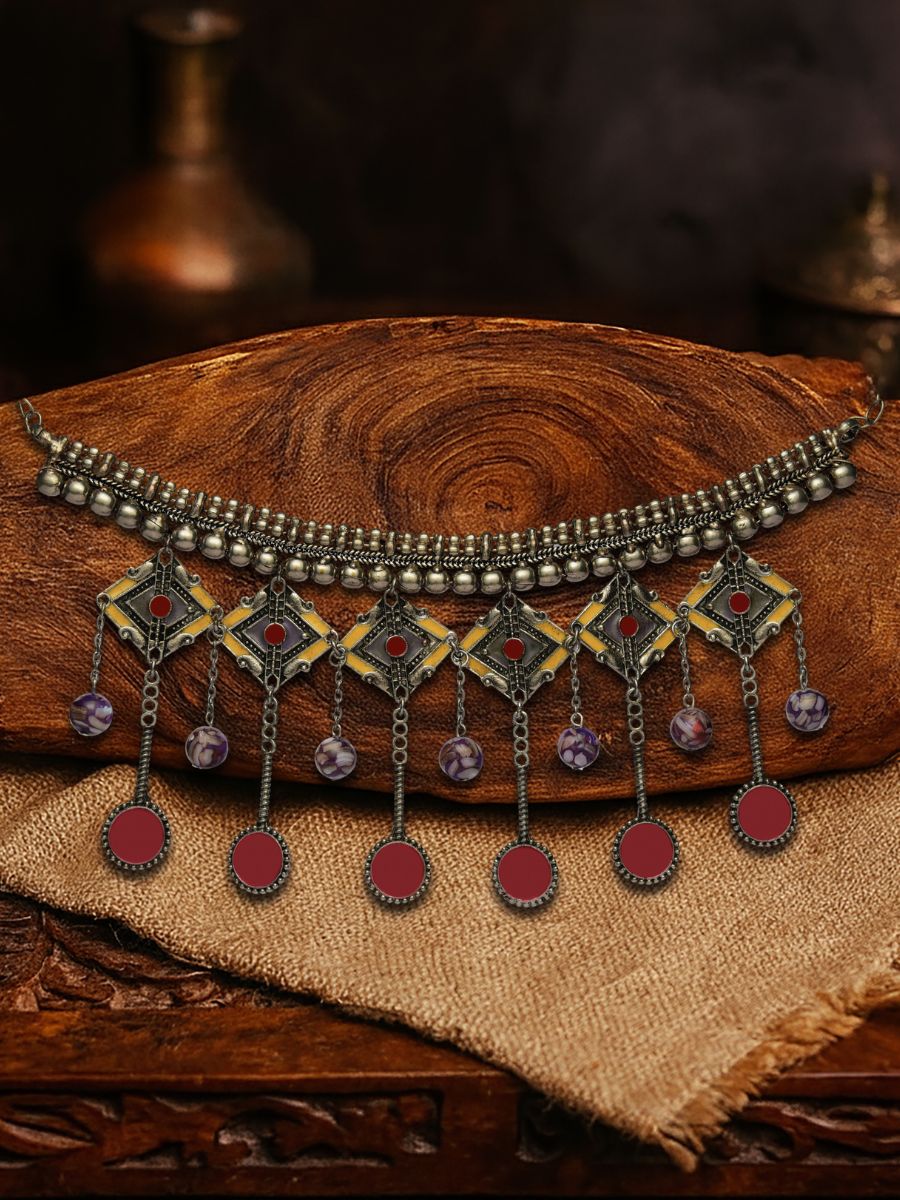 Sunset Fest - Enamelled Antique Necklace