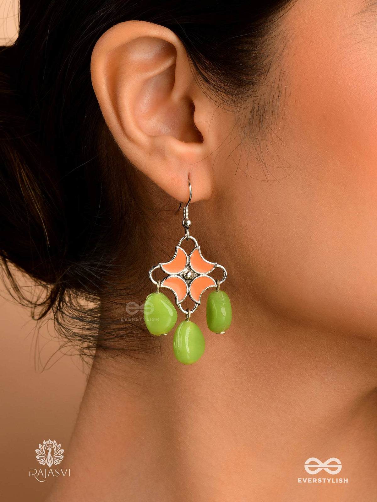 Tropic Pop - Enamelled Floral Jodhpuri Jhumkas