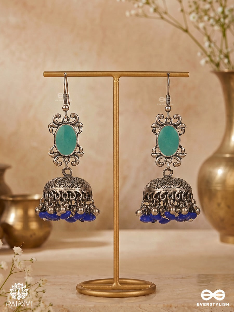 Indigo Drizzle - Statement Dome Earring