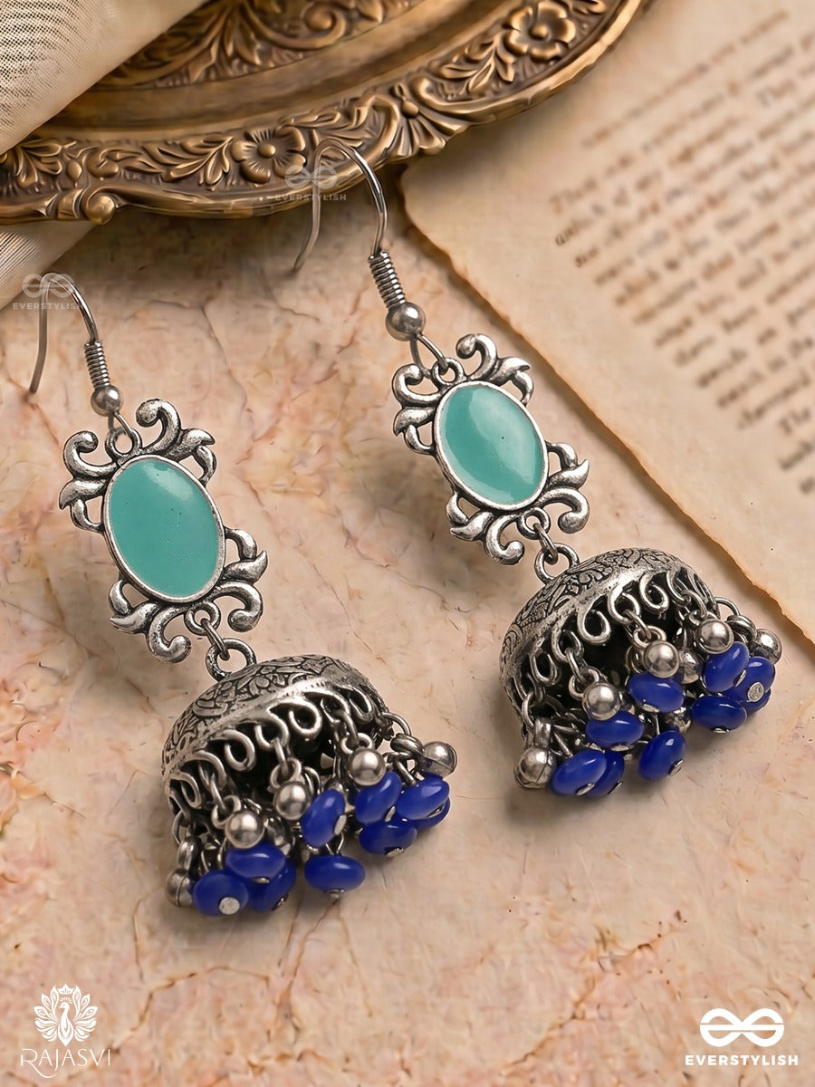 Indigo Drizzle - Statement Dome Earring