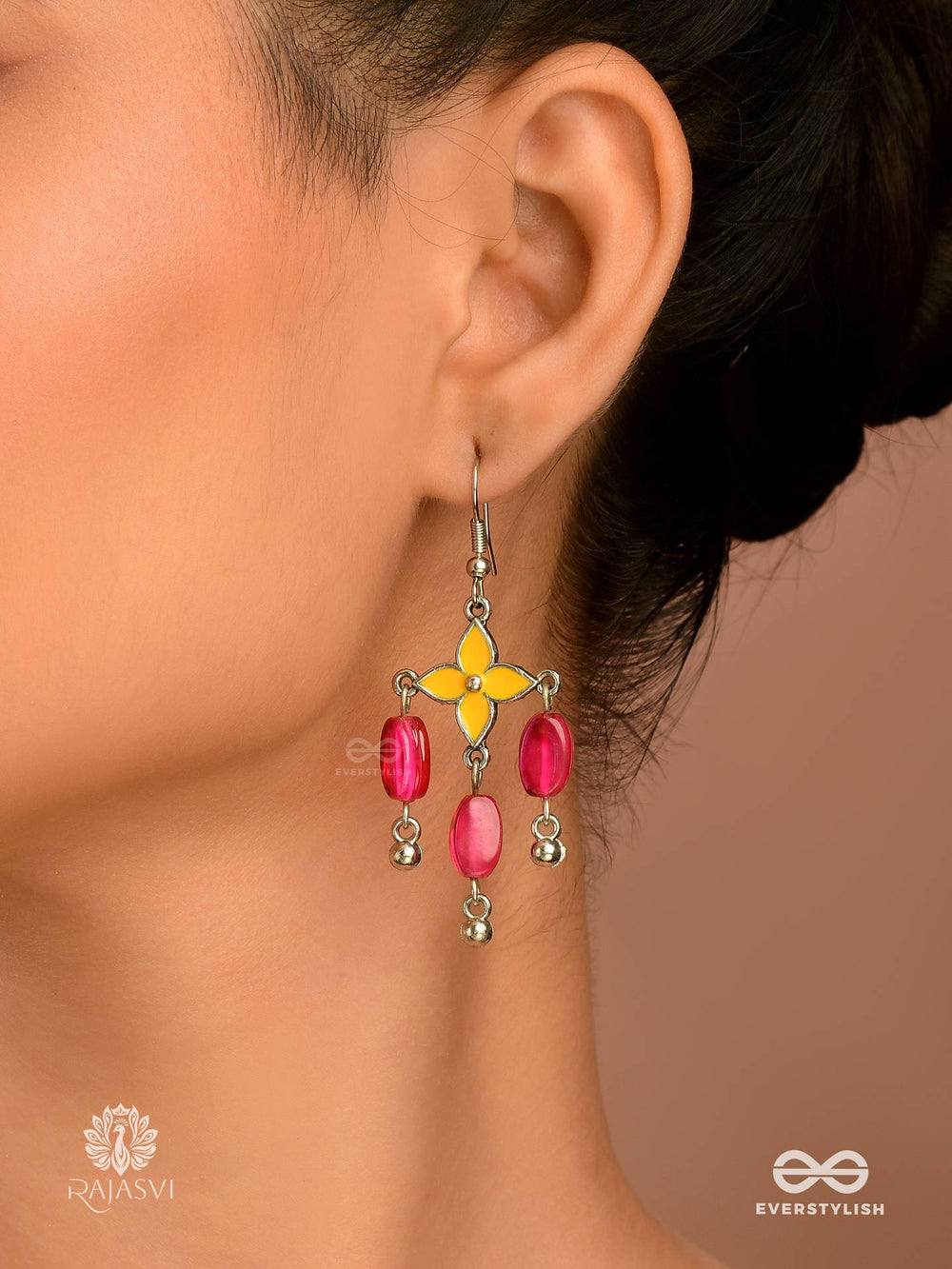 Summer Sway - Fuchsia Beaded Jodhpuri Jhumkas