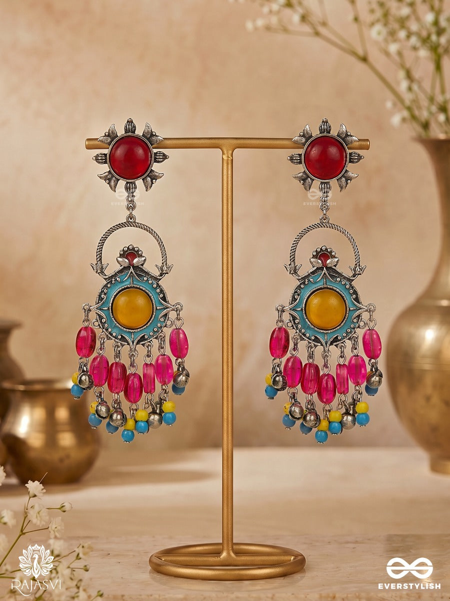 Sunburst Gypsy - Boho Statement Oxidised Jodhpuri Jhumkas