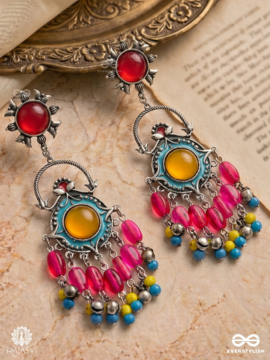 Sunburst Gypsy - Boho Statement Oxidised Jodhpuri Jhumkas