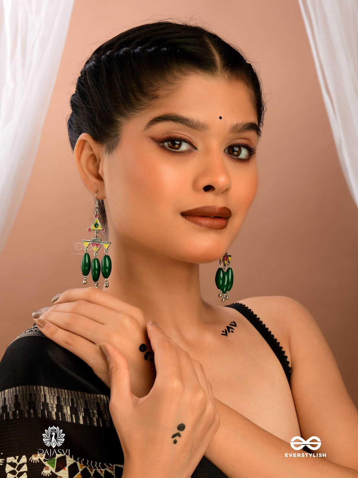 Half-Moon Oxidised Jodhpuri Jhumkas