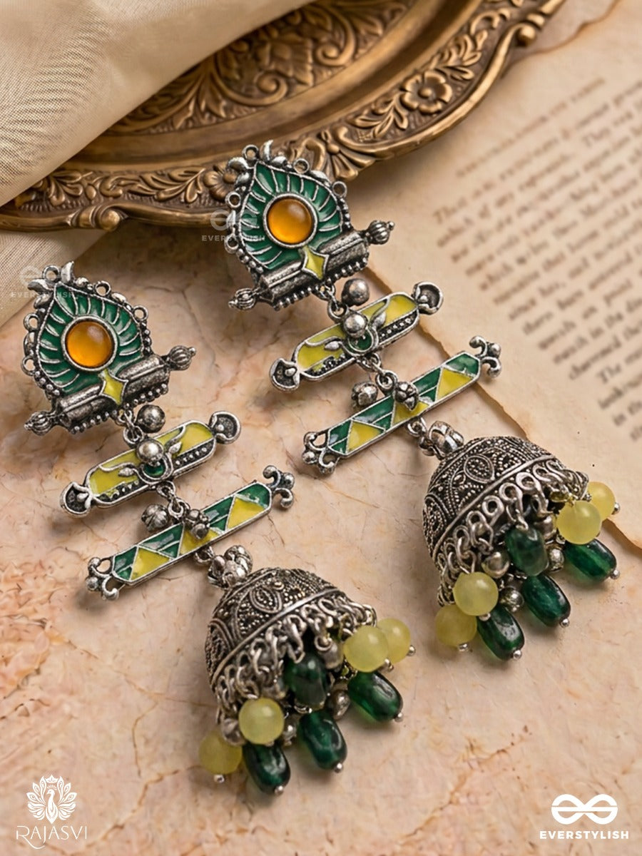 Folk Bloom - Oxidised Enamel Jodhpuri Jhumkas