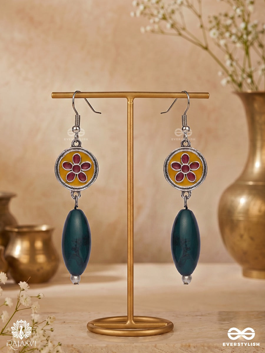 Petal Charm - Enamelled Oxidised Jodhpuri Jhumkas