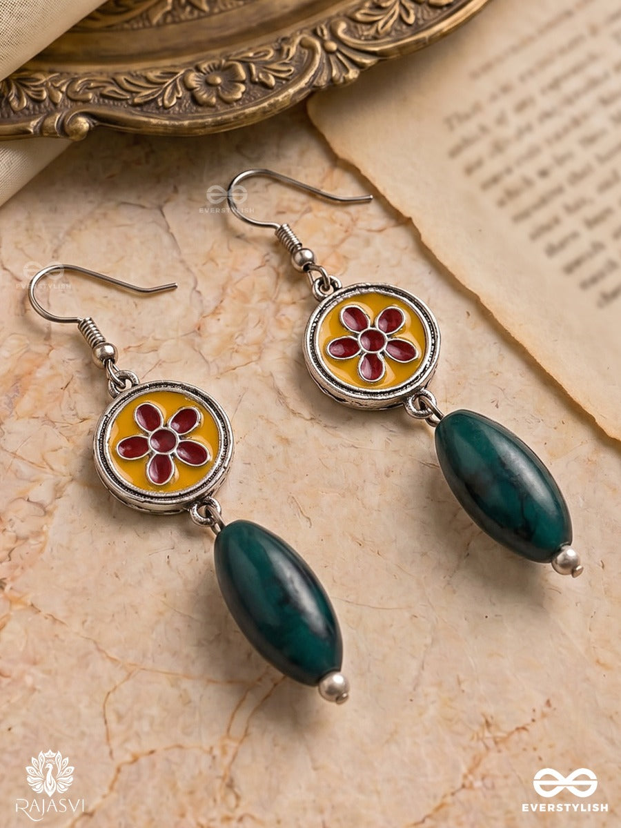 Petal Charm - Enamelled Oxidised Jodhpuri Jhumkas