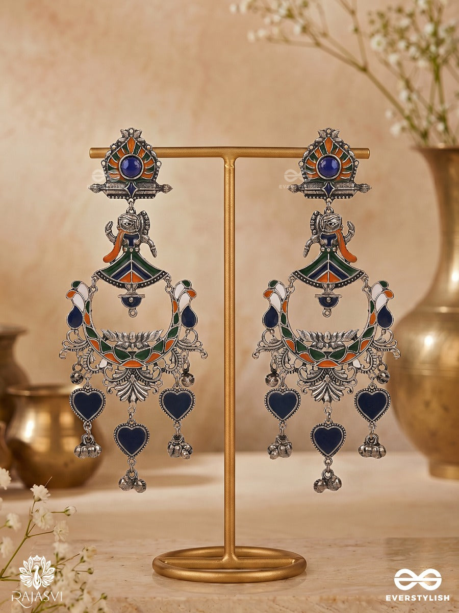 Indigo Embrace - Statement Oxidised Jhumka