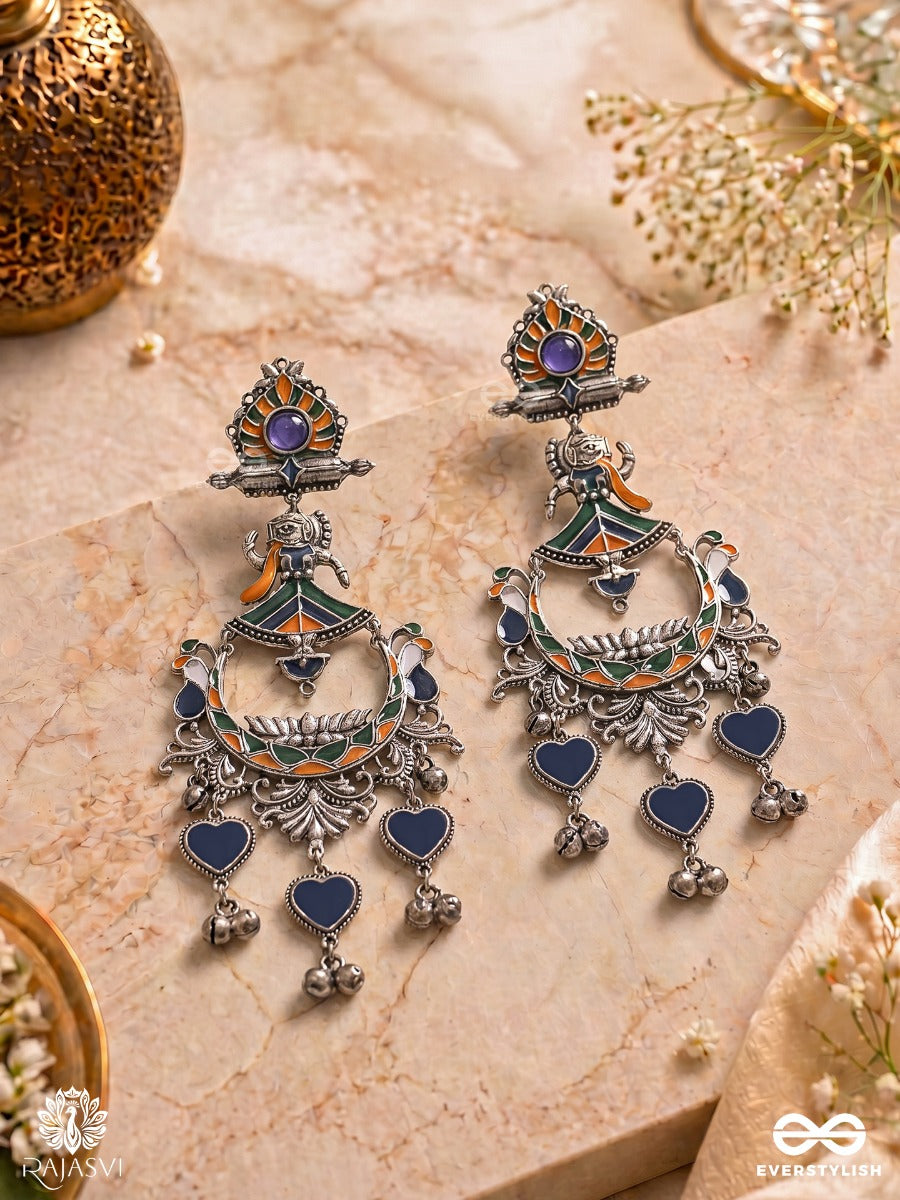 Indigo Embrace - Statement Oxidised Jhumka