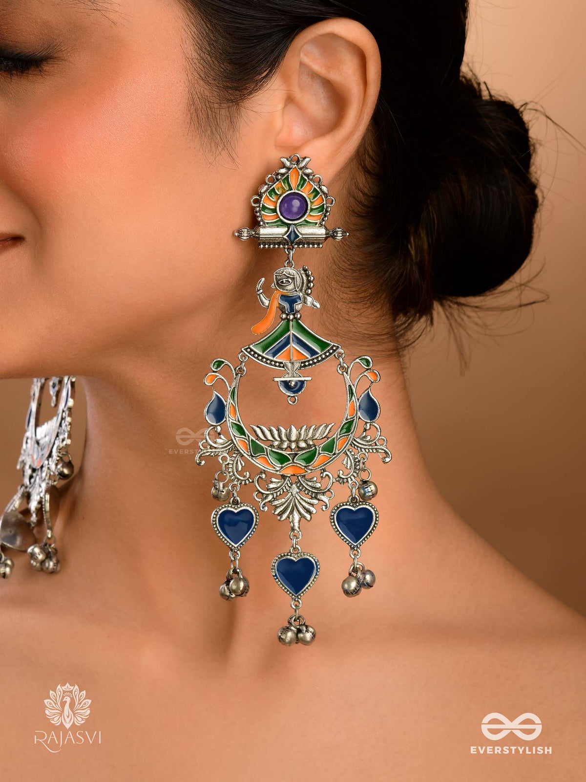 Indigo Embrace - Statement Oxidised Jhumka