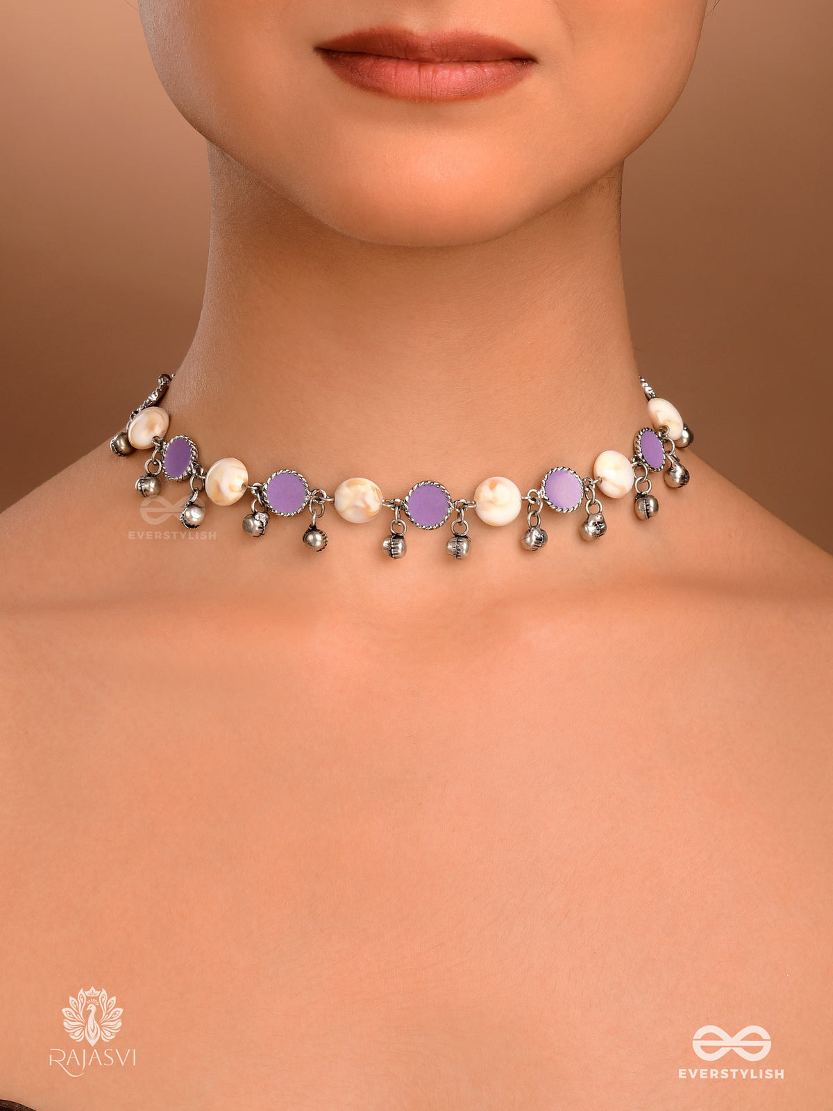 Lavender Link- Oxidised Chain Sandstone Necklace