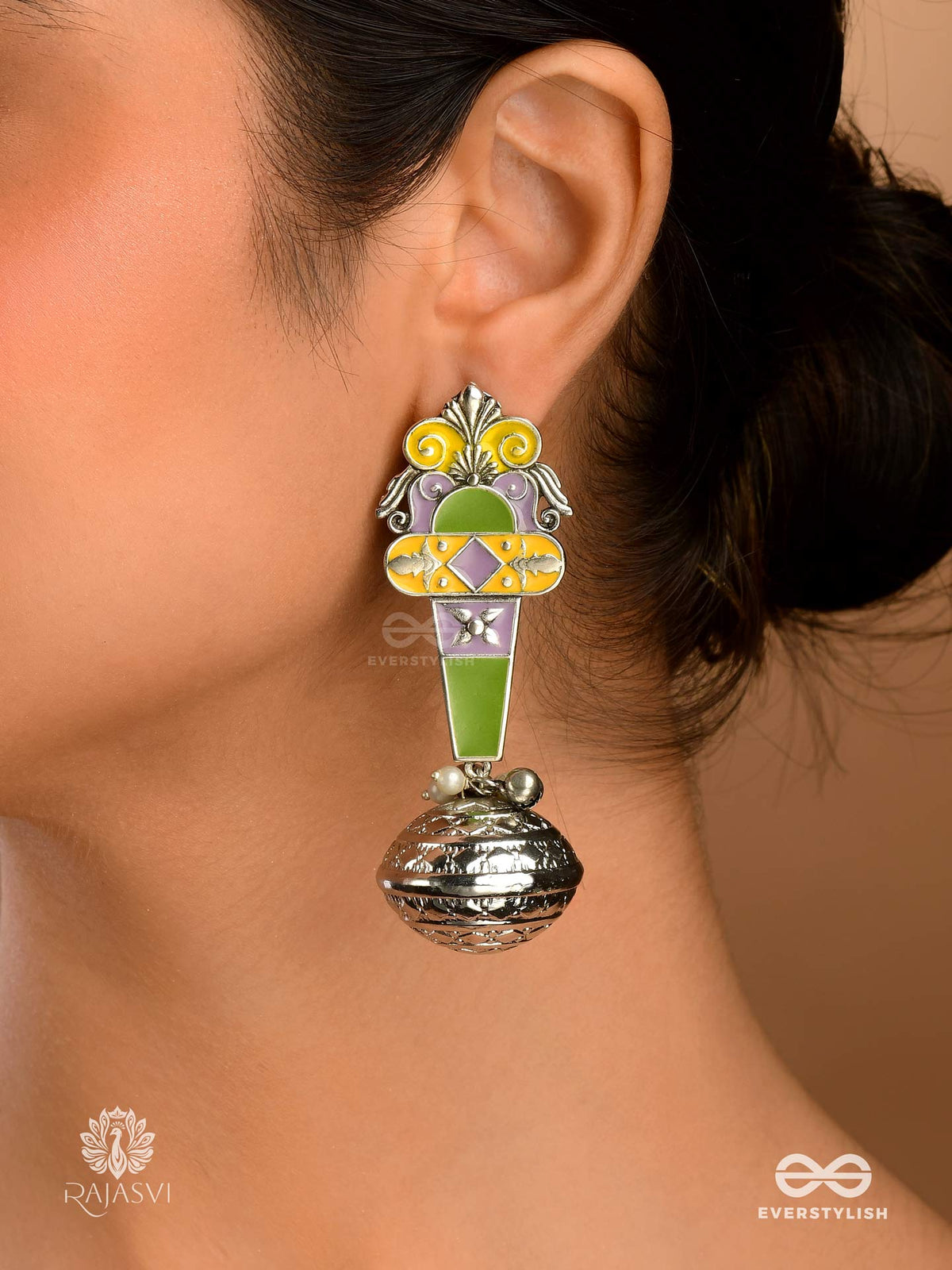 Regal Drop - Multicoloured Enamelled Jhumka