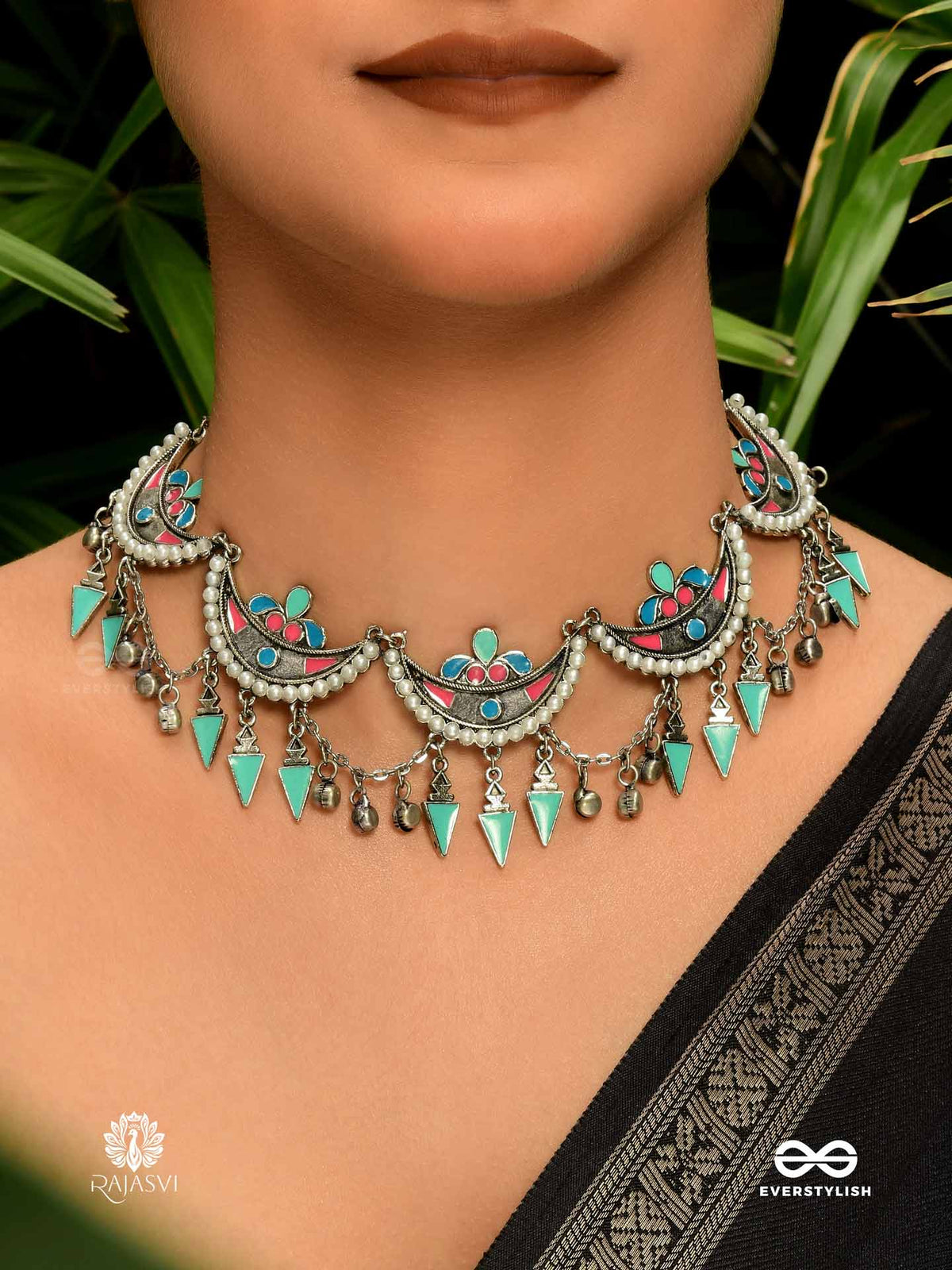 Celestial Bloom - Crescent Statement Necklace