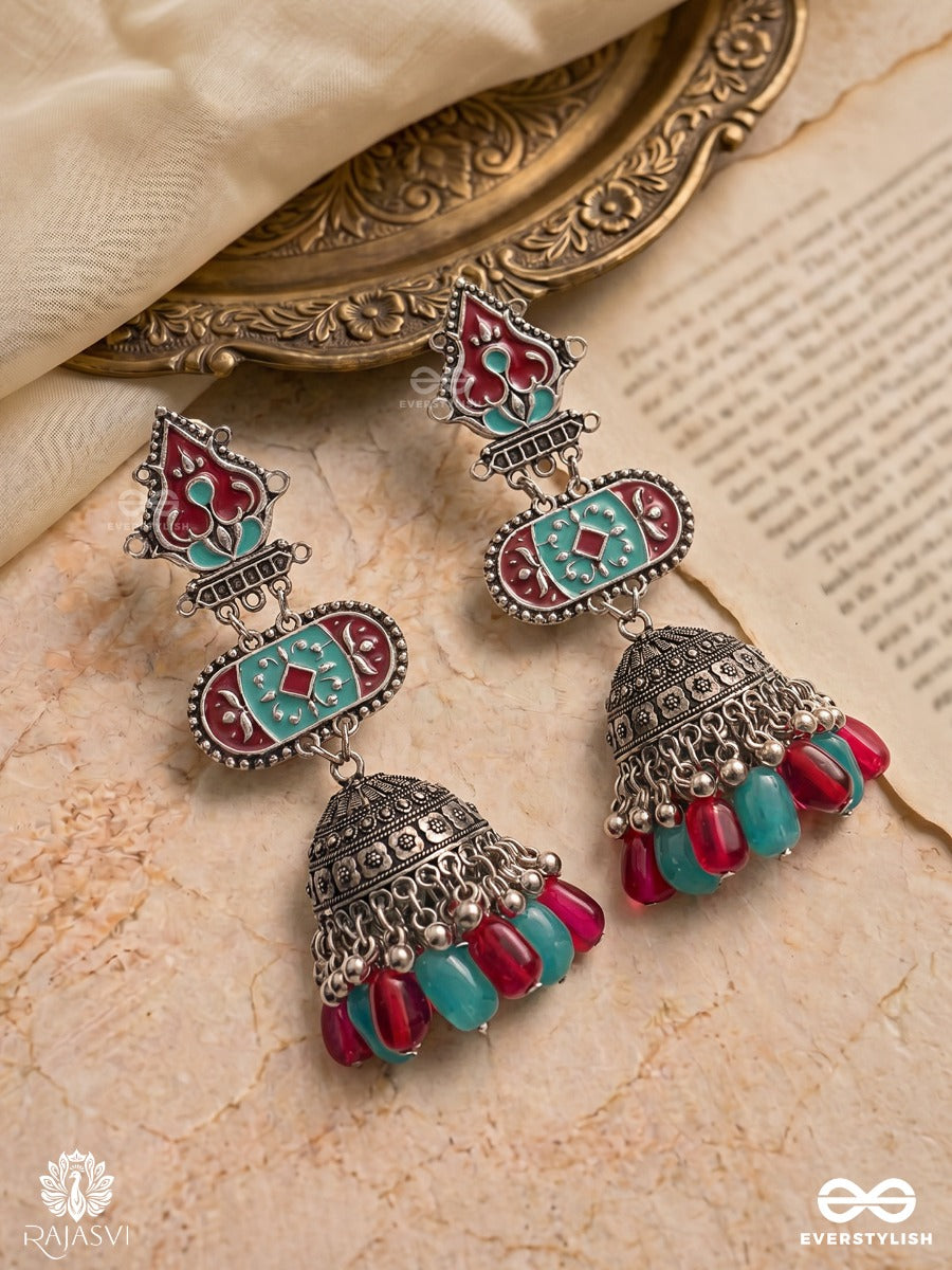 Folk Bloom - Statement Oxidised Jodhpuri Jhumkas