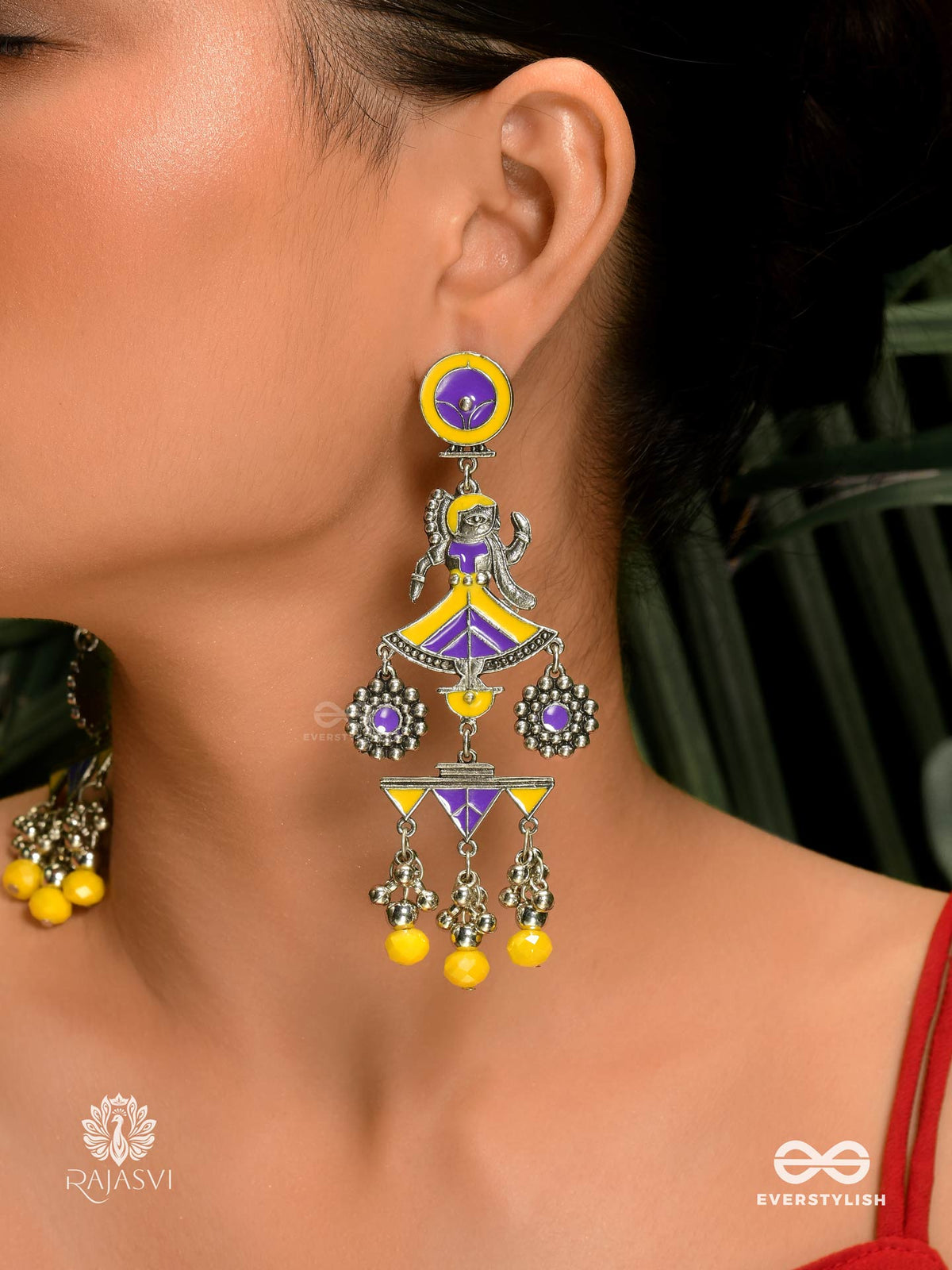 Nritya Nova - Dual-Tone Enamel Jodhpuri Jhumkas