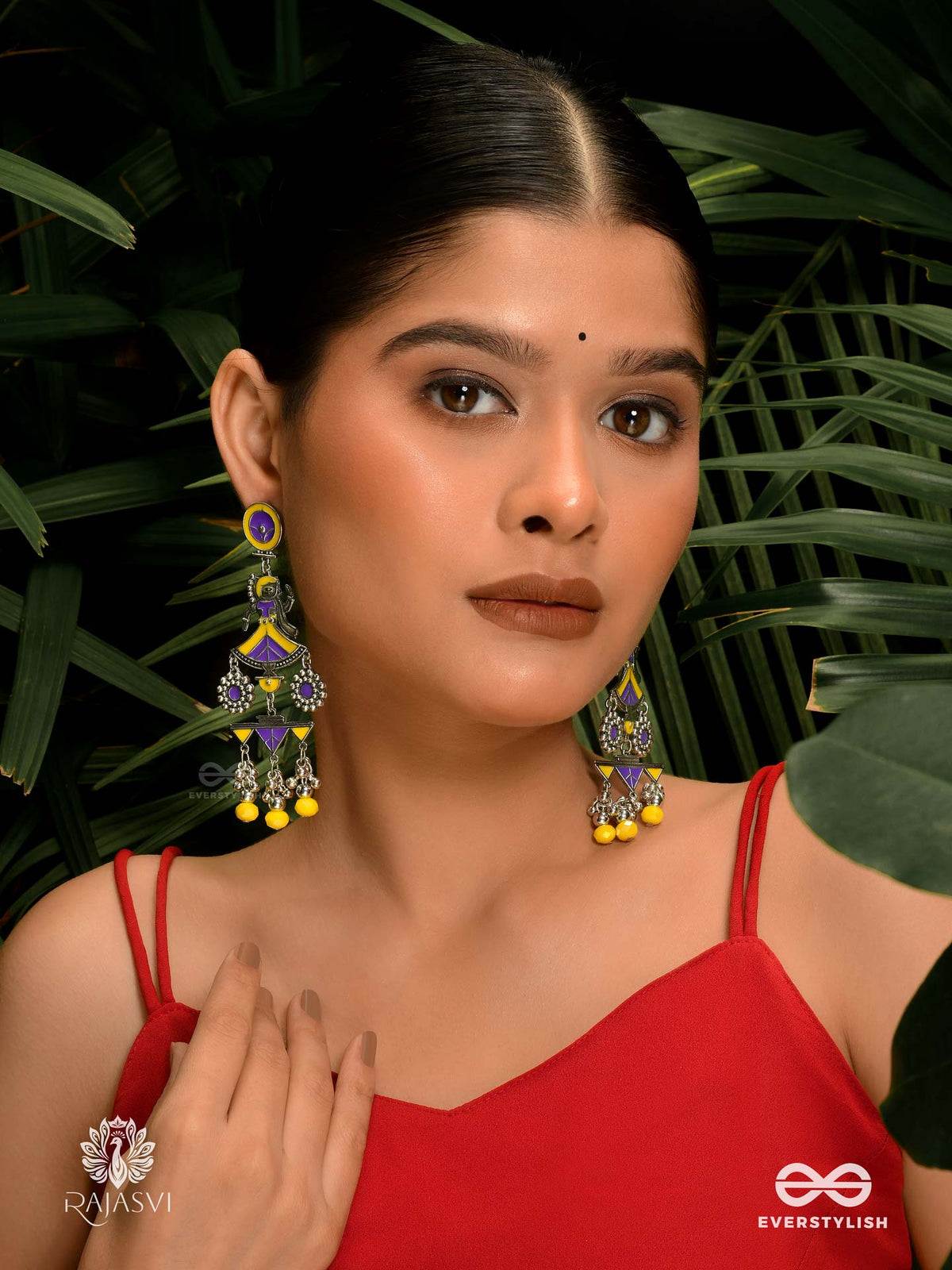 Nritya Nova - Dual-Tone Enamel Jodhpuri Jhumkas